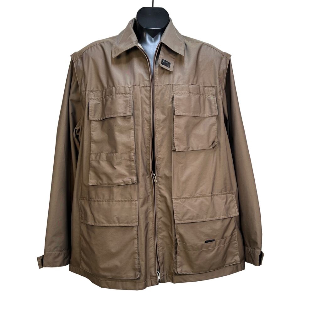 Vintage Navy Coat Brown Windbreaker Convertible Jacket Preca